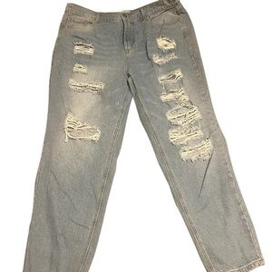 Distressed Light Blue Women's Jeans “ Wax Jean Collection” Size 1X